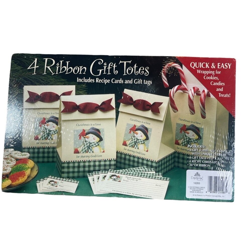 VTG New 4 Ribbon Small Boxes Recipe Cards, Gift Tags Snowmen Christmas Holiday